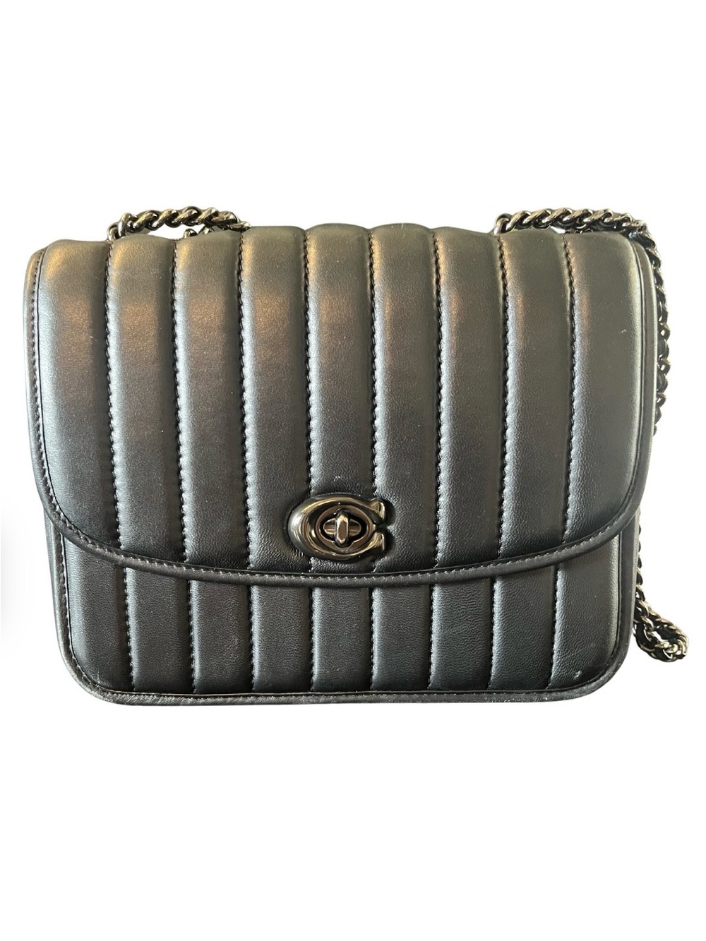 Coach Madison Quilted Leather Shoulder Bag - Black - Preowned Good Condition